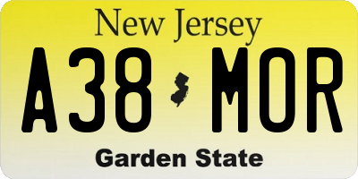 NJ license plate A38MOR