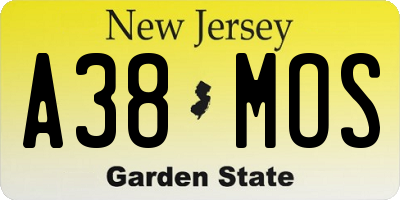 NJ license plate A38MOS
