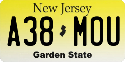 NJ license plate A38MOU