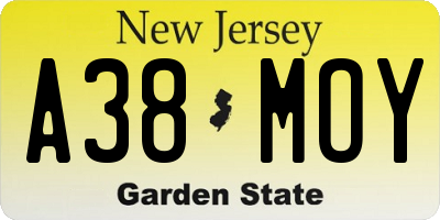 NJ license plate A38MOY