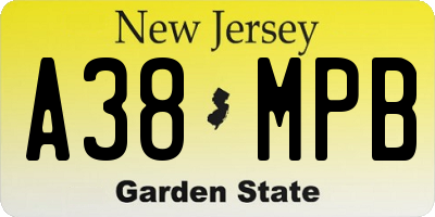 NJ license plate A38MPB