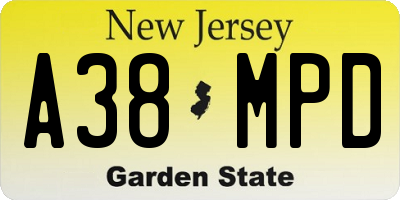 NJ license plate A38MPD