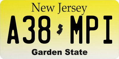 NJ license plate A38MPI
