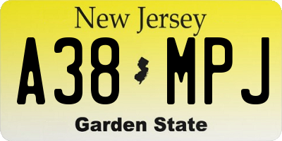 NJ license plate A38MPJ