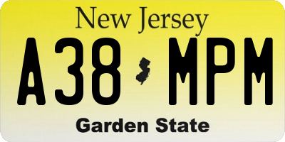 NJ license plate A38MPM