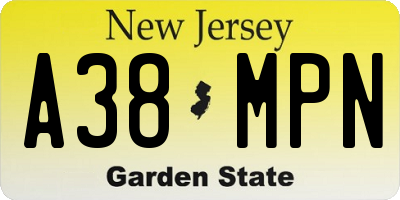 NJ license plate A38MPN