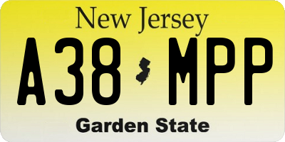 NJ license plate A38MPP