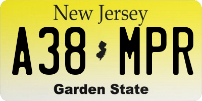 NJ license plate A38MPR