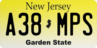 NJ license plate A38MPS