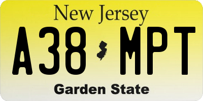 NJ license plate A38MPT