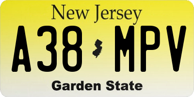 NJ license plate A38MPV