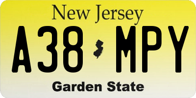 NJ license plate A38MPY