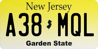 NJ license plate A38MQL