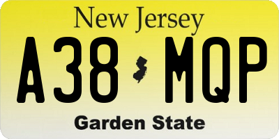 NJ license plate A38MQP