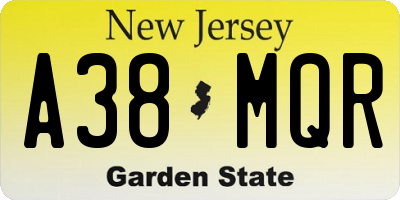 NJ license plate A38MQR