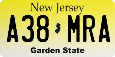 NJ license plate A38MRA