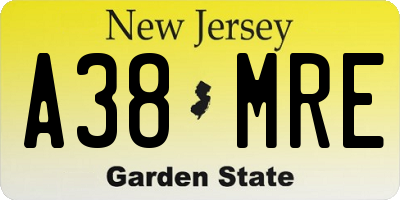 NJ license plate A38MRE