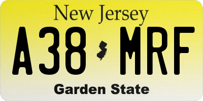 NJ license plate A38MRF