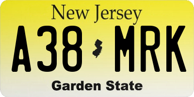 NJ license plate A38MRK