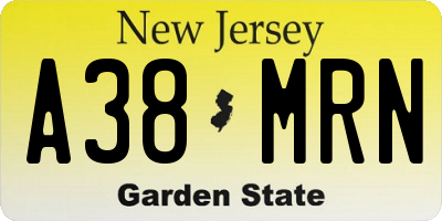 NJ license plate A38MRN