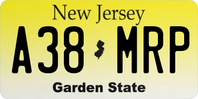 NJ license plate A38MRP