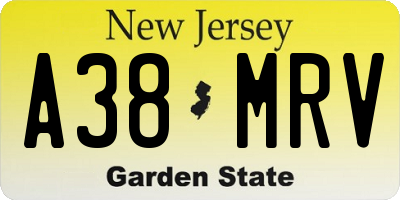 NJ license plate A38MRV