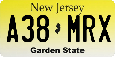 NJ license plate A38MRX
