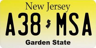 NJ license plate A38MSA