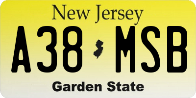 NJ license plate A38MSB