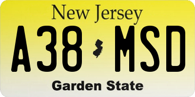 NJ license plate A38MSD