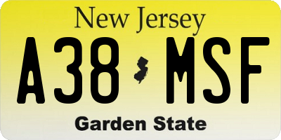 NJ license plate A38MSF