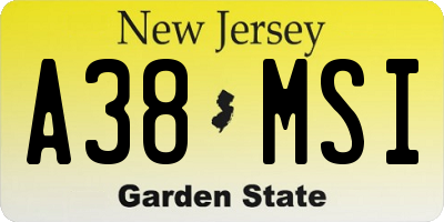 NJ license plate A38MSI