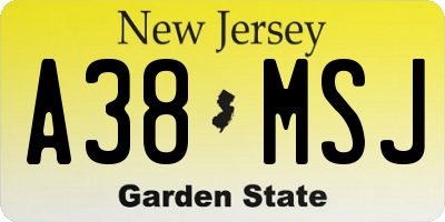 NJ license plate A38MSJ