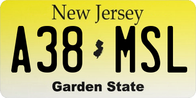 NJ license plate A38MSL