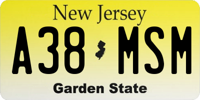 NJ license plate A38MSM