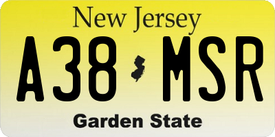 NJ license plate A38MSR