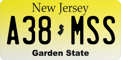 NJ license plate A38MSS