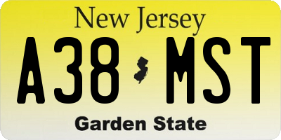 NJ license plate A38MST