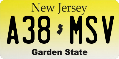 NJ license plate A38MSV