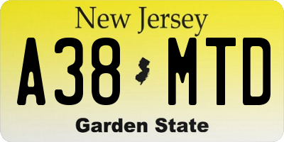 NJ license plate A38MTD