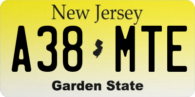 NJ license plate A38MTE