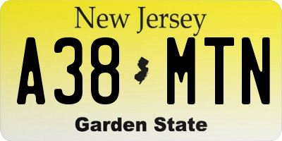 NJ license plate A38MTN