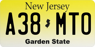 NJ license plate A38MTO