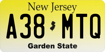 NJ license plate A38MTQ