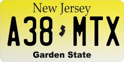 NJ license plate A38MTX