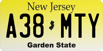 NJ license plate A38MTY