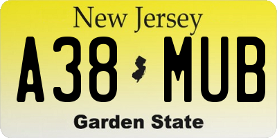 NJ license plate A38MUB