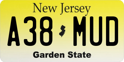 NJ license plate A38MUD
