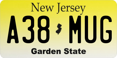 NJ license plate A38MUG