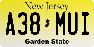 NJ license plate A38MUI